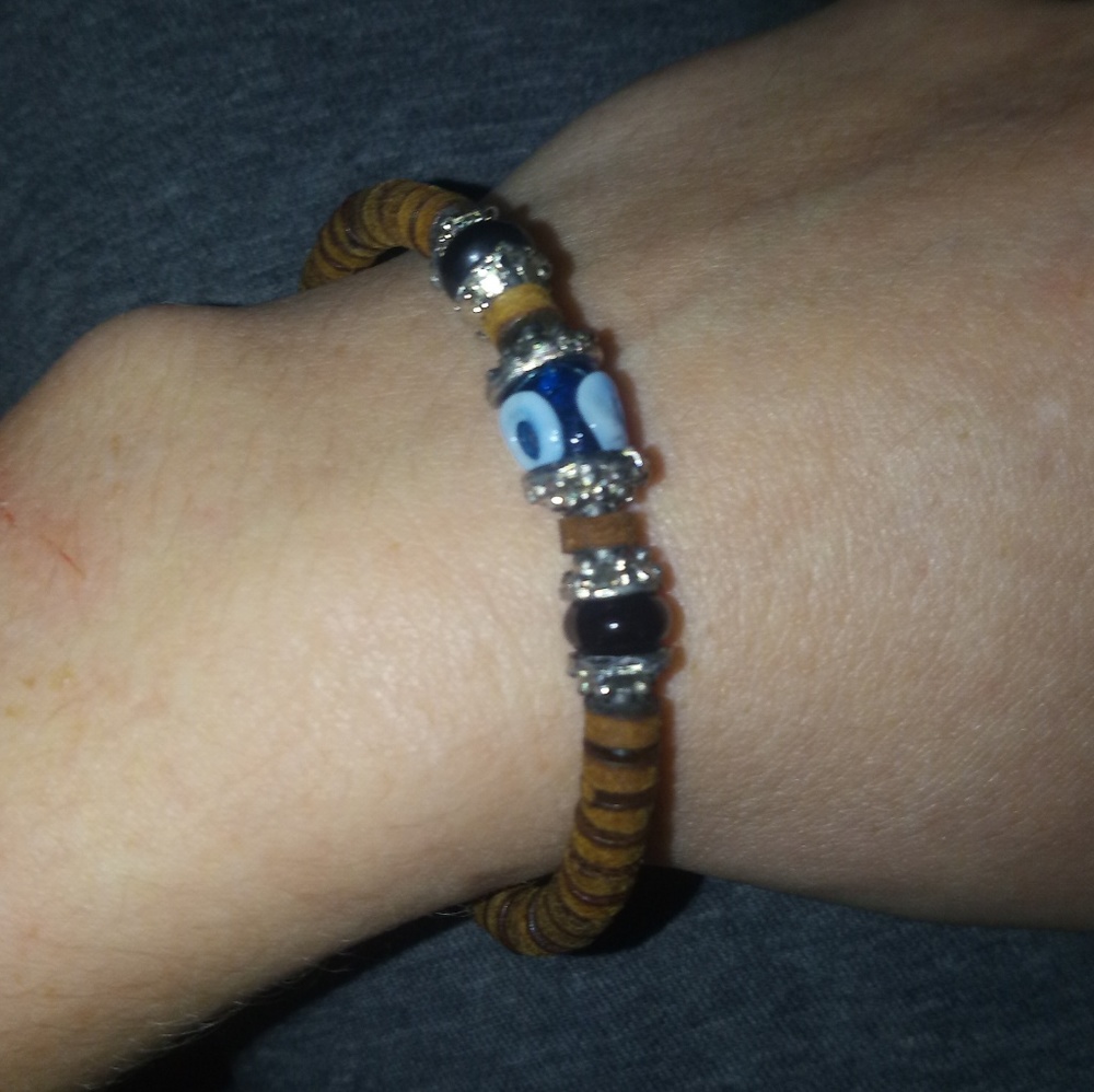 Western Style Leather Bead Cuff Bracelet VTG 90's